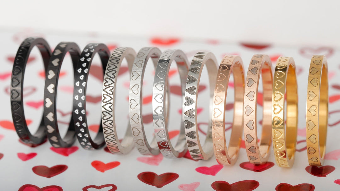 Amours multiples - anneaux en acier avec coeurs pour bague mood interchangeable