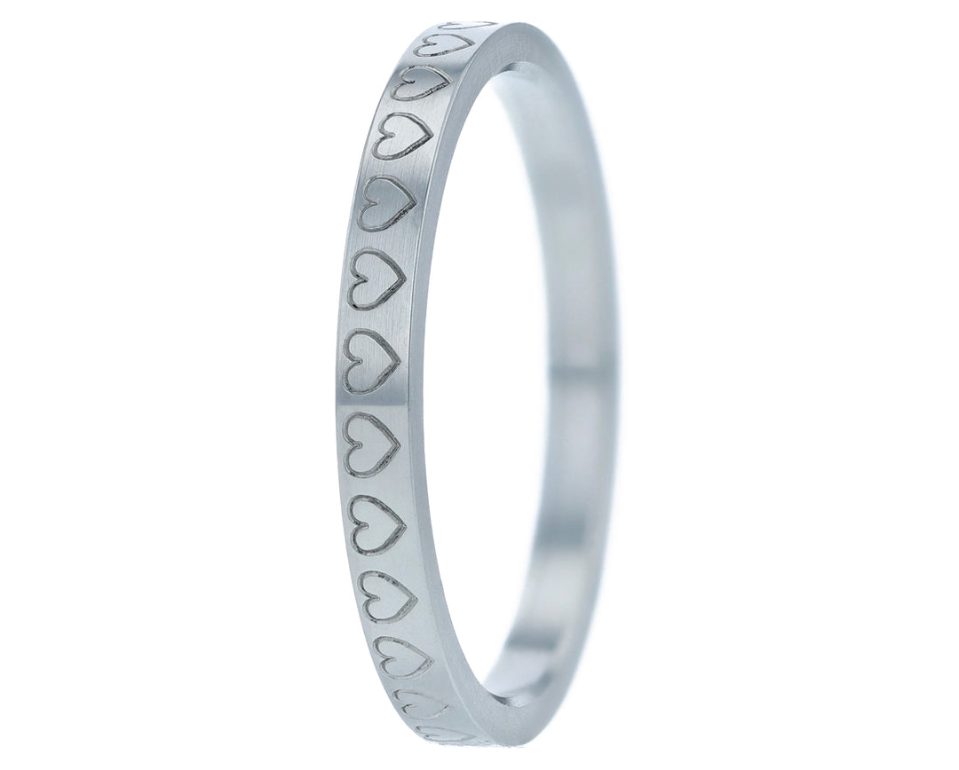 ❤️ Inner ring (medium addon) "unison love"in steel, engraved with hearts - 2