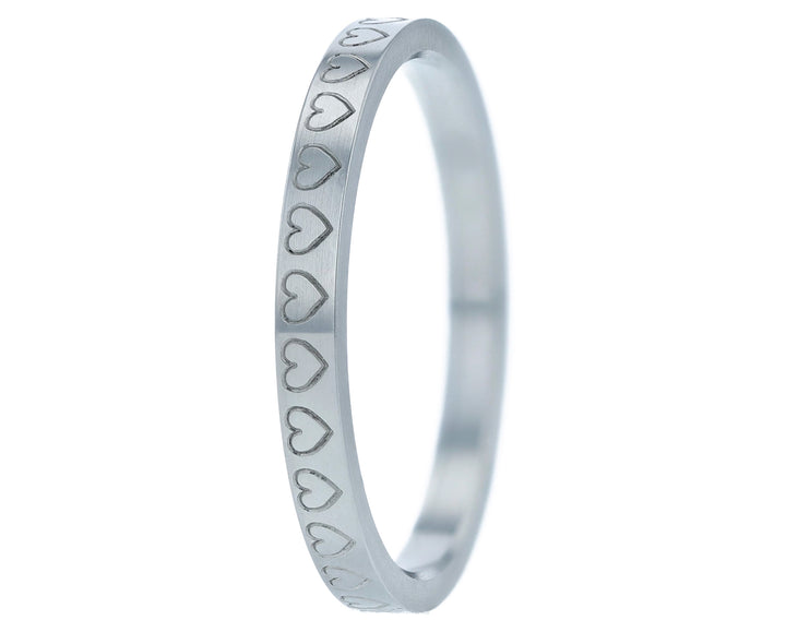 ❤️ Inner ring (medium addon) "unison love"in steel, engraved with hearts - 2