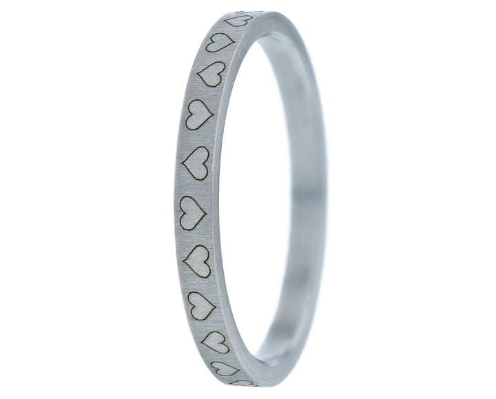 ❤️ Inner ring (medium addon) "unison love" in wrinkled steel,  engraved with hearts