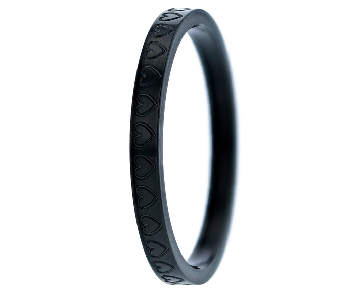 ❤️ Inner ring (medium addon) "unison love" in steel, black finish, engraved with hearts