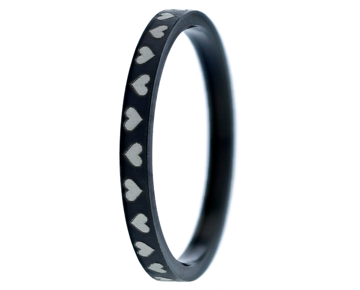 ❤️ Inner ring (medium addon) "unison love" in steel, black finish, engraved with full hearts