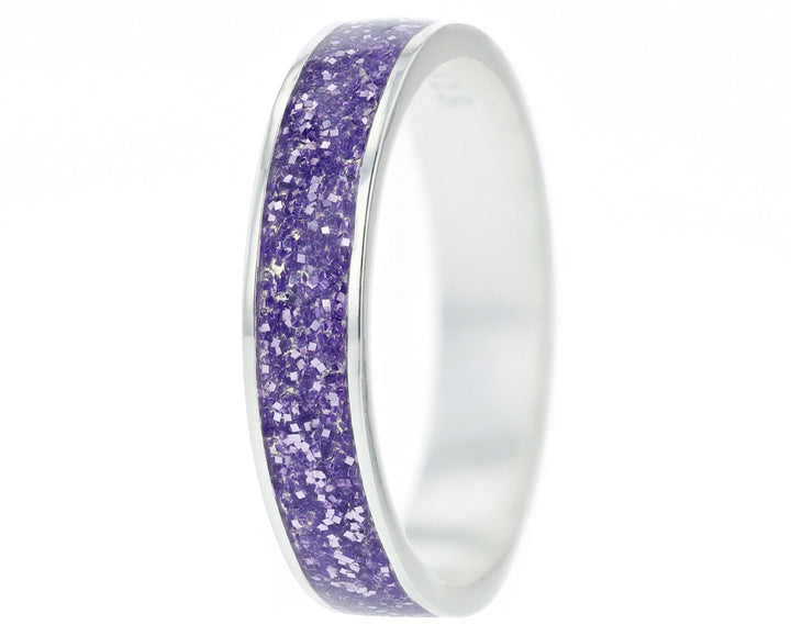 Purple glow  💜💜  Medium addon in 925 silver with a purple enamel coating - Glitter