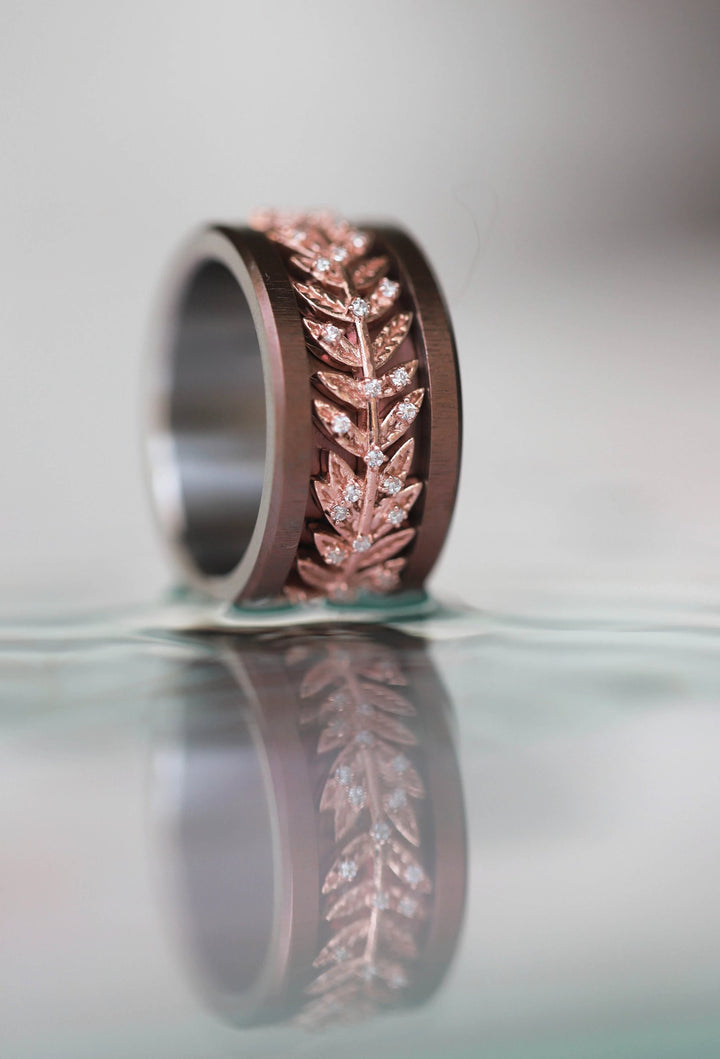 🍂 Addon in silver "3D Wreath of leaves" rose gold