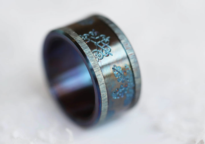 Anneau (addon ou addon deux tiers ) pour bague mood en acier bleu, Flocon, collection Noël 2024