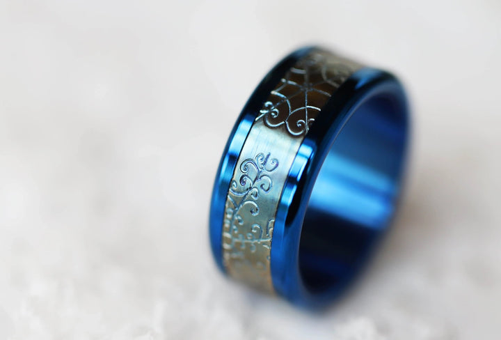 Anneau (addon ou addon deux tiers ) pour bague mood en acier bleu, Flocon, collection Noël 2024