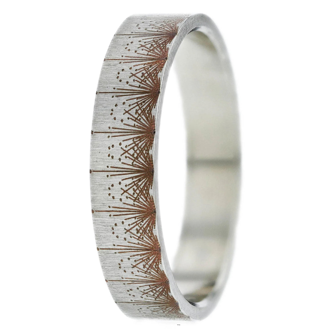 Anneau (deux tiers ) pour bague mood en acier, Flamme, collection Nouvel an 2024