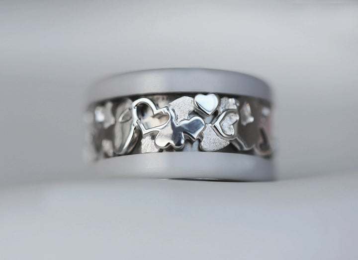 3D Hearts abstract silver inner ring (addon) from Mood Lovers