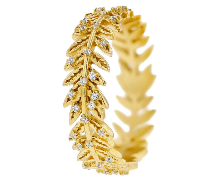 🍂 Addon in silver "3D Wreath of leaves" yellow gold