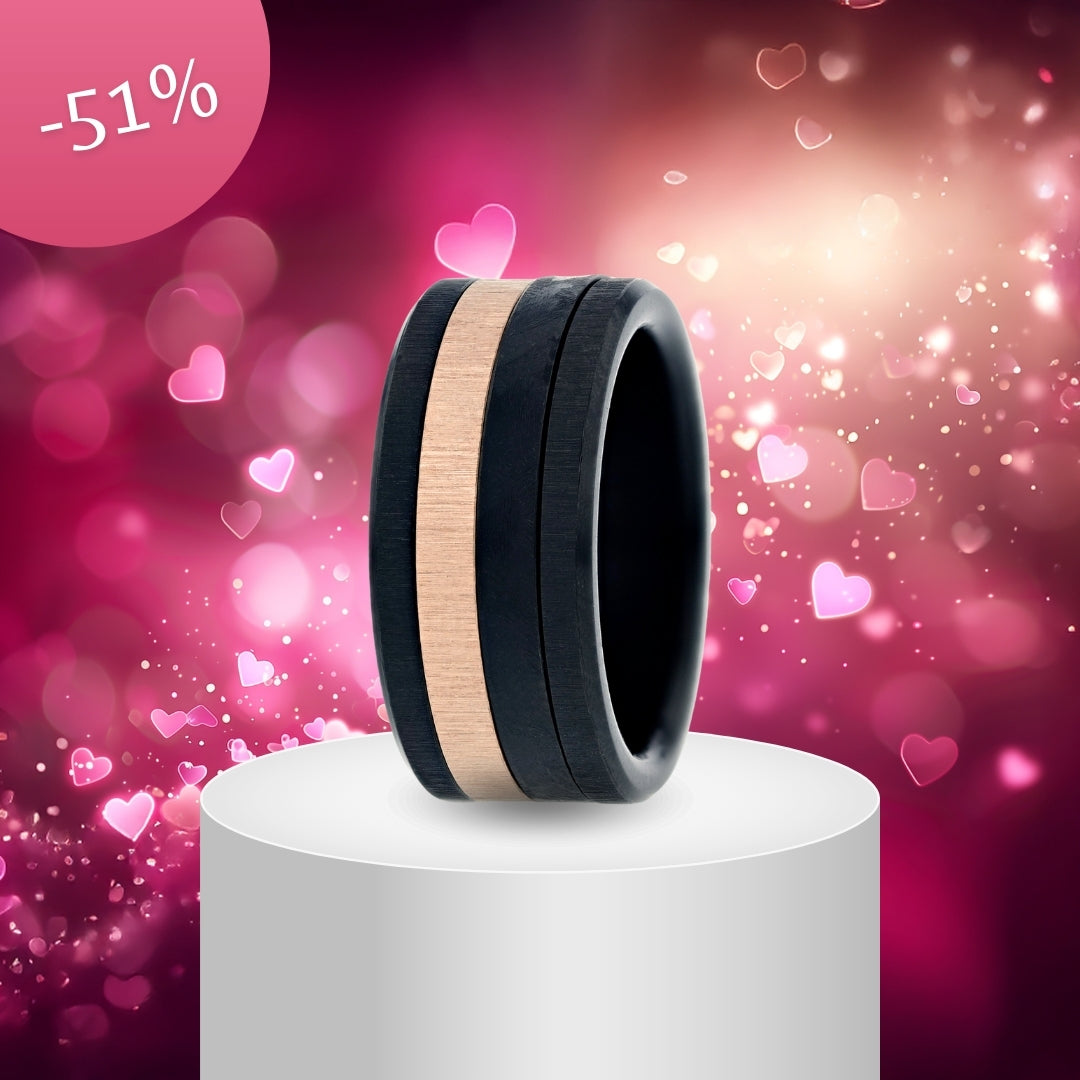 Bague mood complète Volcan en acier inoxydable noir haut de gamme | bague mood interchangeable pour homme et femme