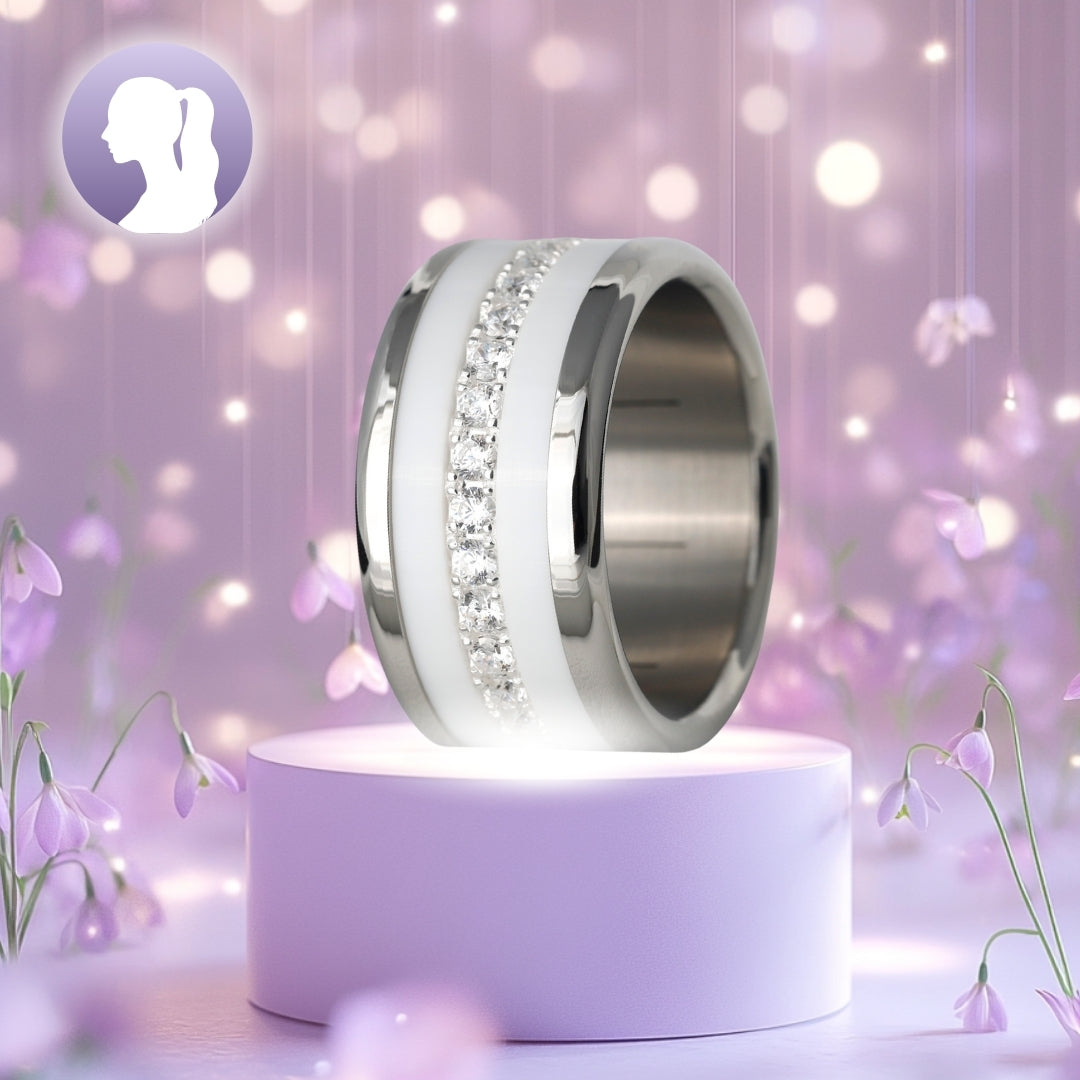 Authentische Aura mood Ring – aus 925 Silber mit Zirkonia-Steinen und 3 feinen, auswechselbaren Innenringen