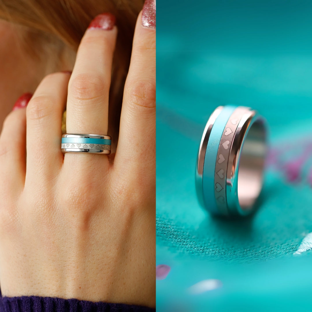 Bague mood coeurs Lovely avec couleur interchangeable