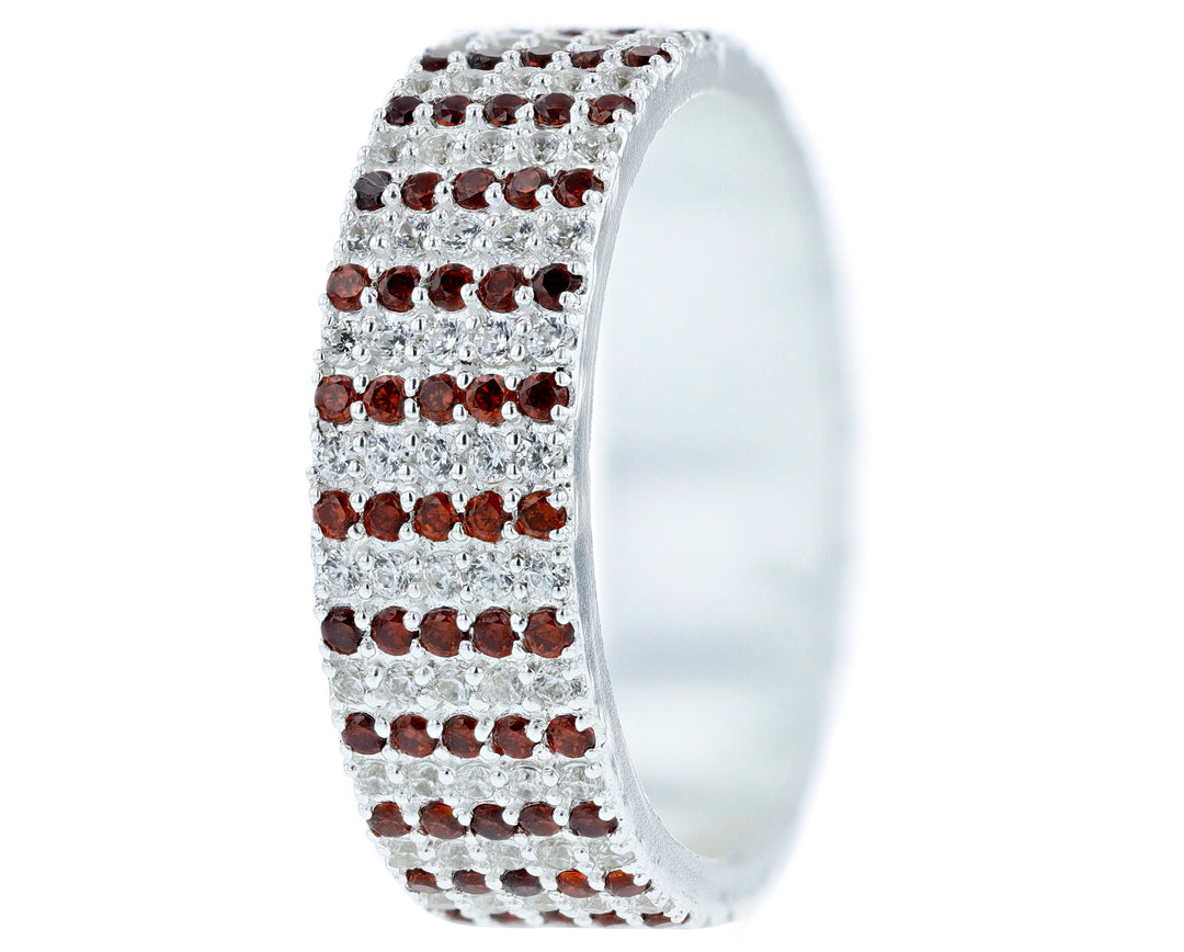 Inner ring (addon) in 925 silver set with red and white zirconia gems "Enchanted Christmas"