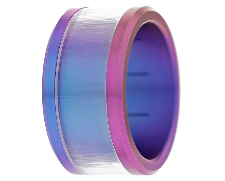 💙💜 Base small en titane finition polie au dégradé INDIGO - (bleu - rose - violet) pour créer ta bague mood