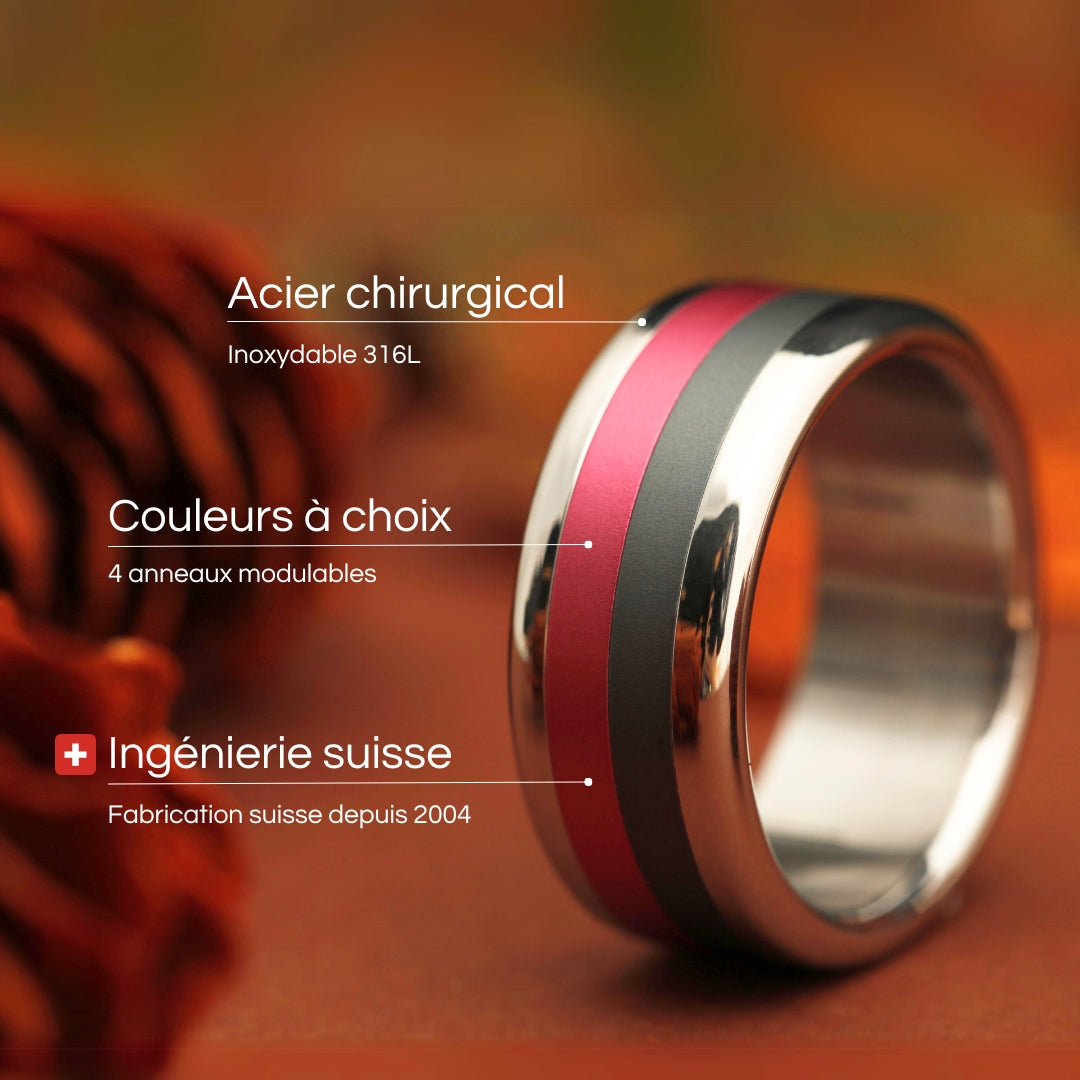 Bague mood complète - 4 couleurs interchangeables pour femme