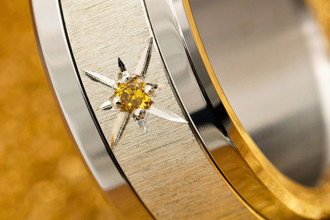 "Pur", settting of a yellow diamond from Zermatt