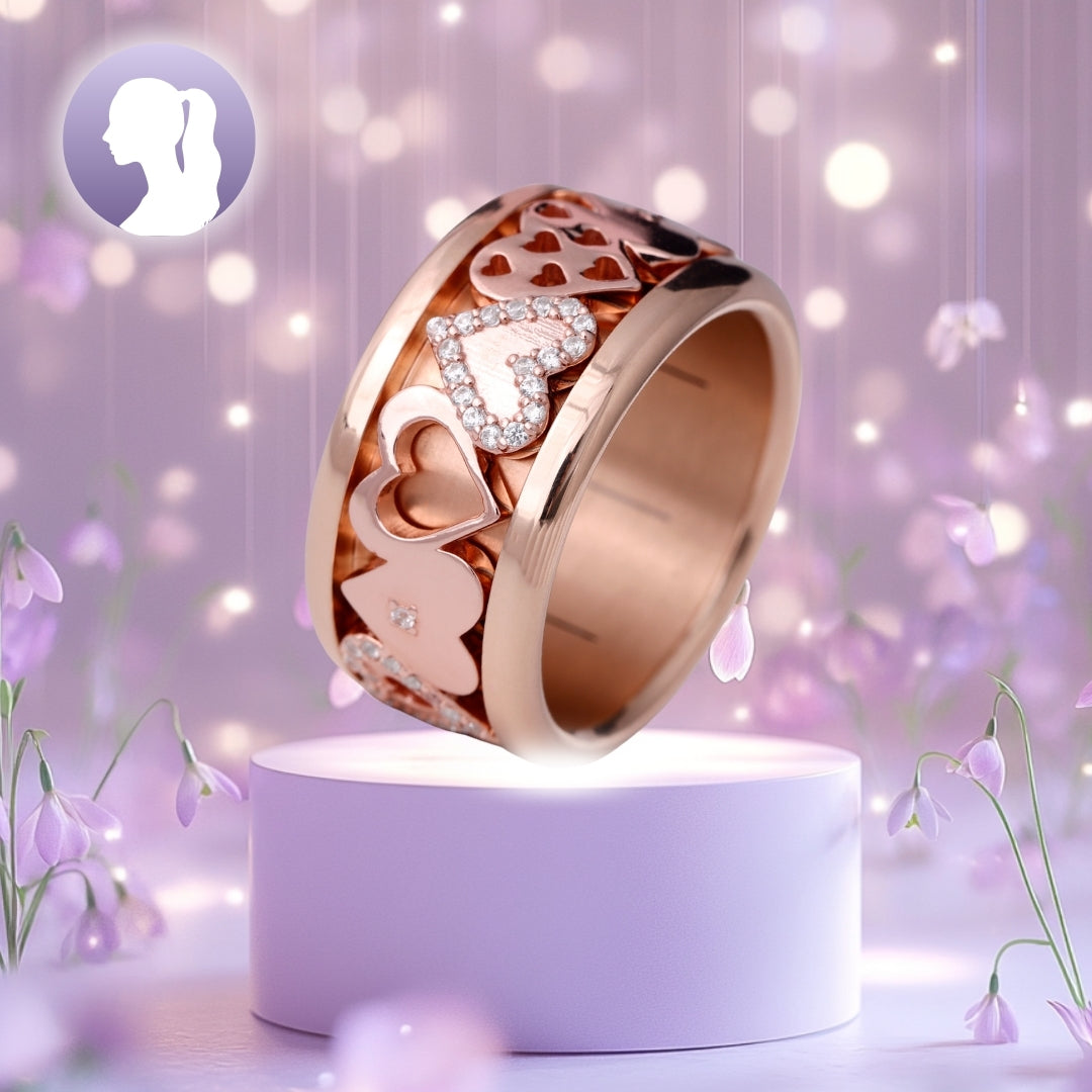 Bague mood complète en argent First Love avec zircons brillants - bijou en argent pour femme