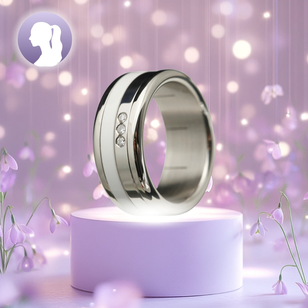 Eleganz & Diamant mood Ring - feine Innenringe mit 3 Diamanten und Farben nach Wahl - Schweizer Schmuck für Frauen und Männer