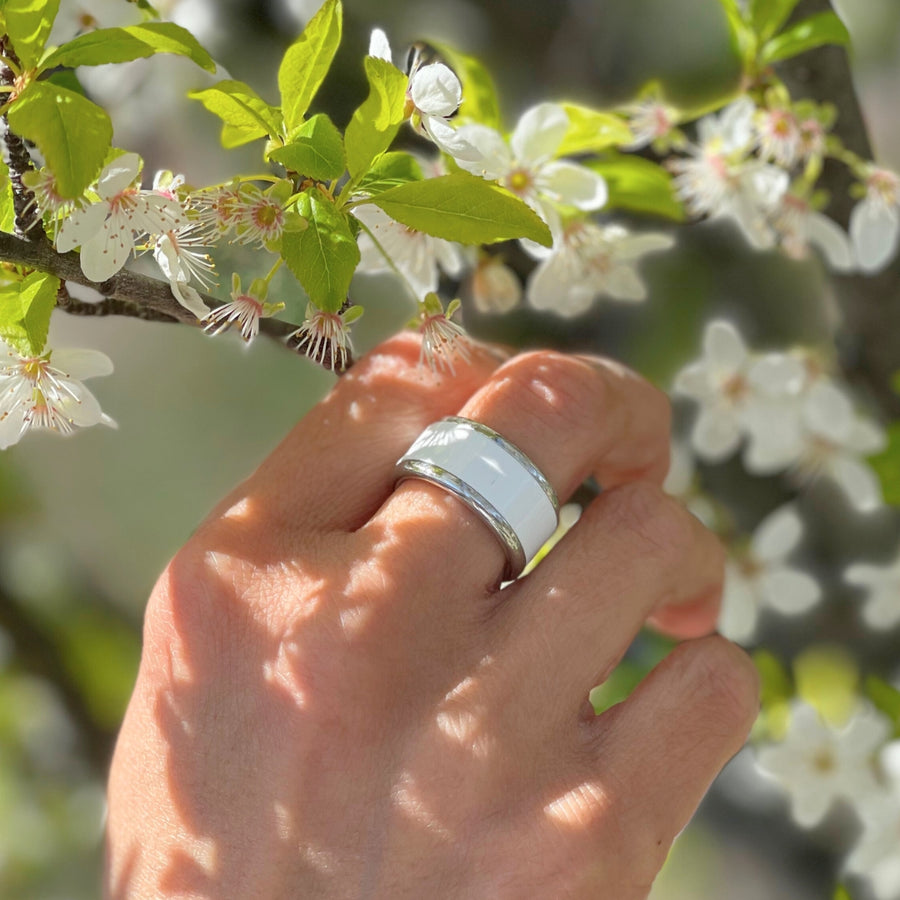 bague mood interchangeable pour femme avec anneau blanc