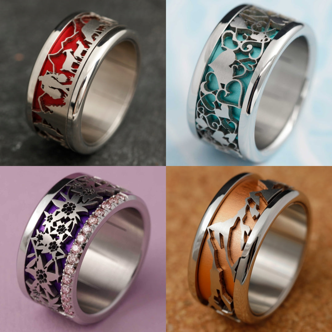 Pack de 4 inserts colorés pour bague mood, couleur à choix