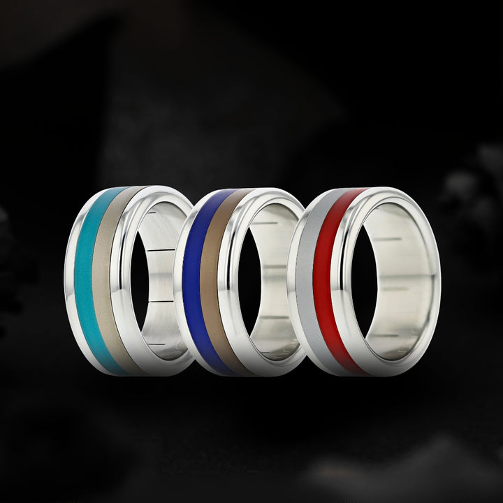 Bague mood complète - 4 couleurs interchangeables pour homme