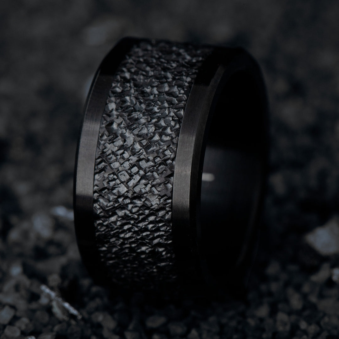 Bague mood interchangeable "Black Rock" en acier noir