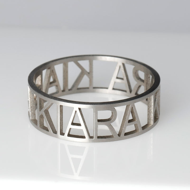 Inner ring (addon) in cut steel with personalized text