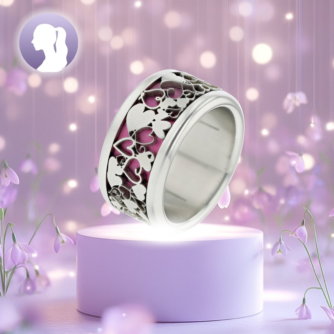 3D Herzen mood Ring - Schmuck aus Edelstahl mit Herzen und auswechselbare Farbe