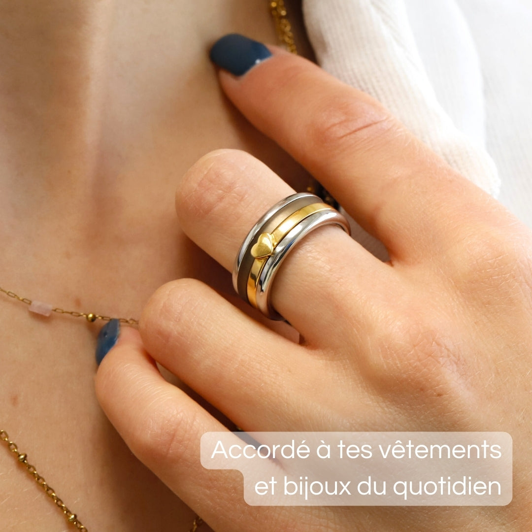 Ring-Set | Sommer mood Ring mit einem auswechselbaren Innenring aus Silber "Herzen"