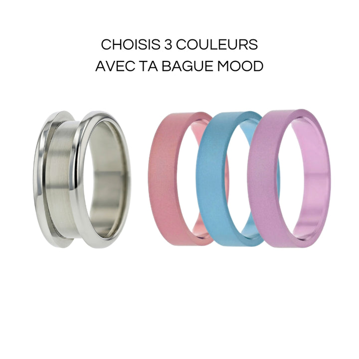 Bague mood avec 3 anneaux interchangeables (couleurs à choix)