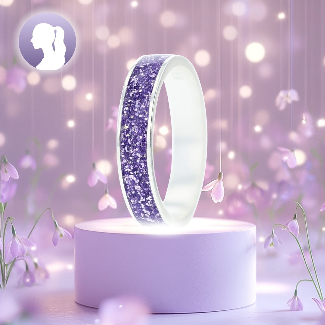 Purple glow  💜💜  2/3 addon in 925 silver with a purple enamel coating - Glitter