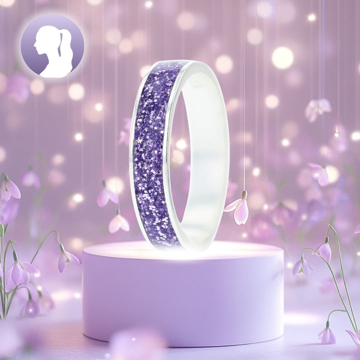 Purple glow  💜💜  2/3 addon in 925 silver with a purple enamel coating - Glitter