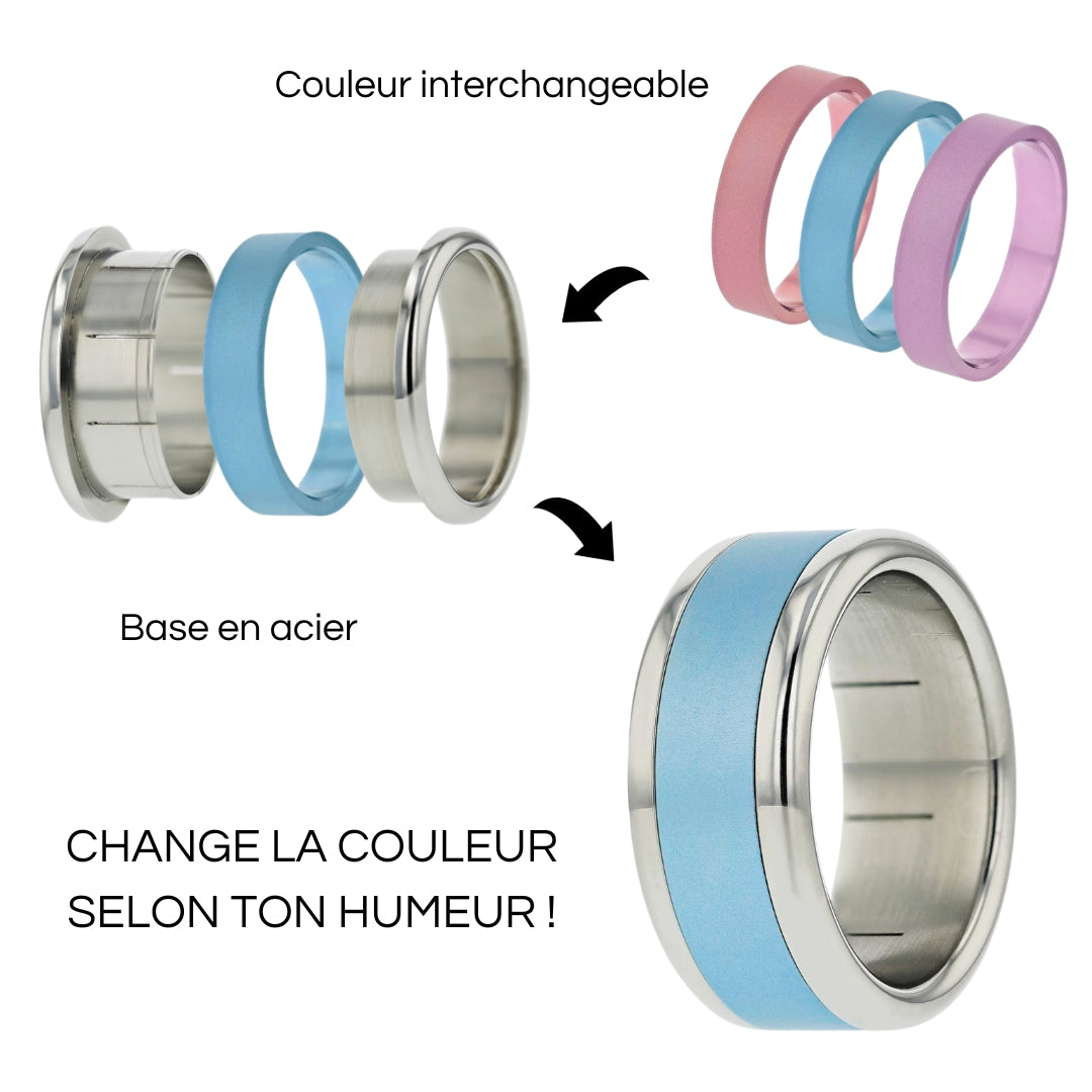 Bague mood avec 3 anneaux interchangeables (couleurs à choix)