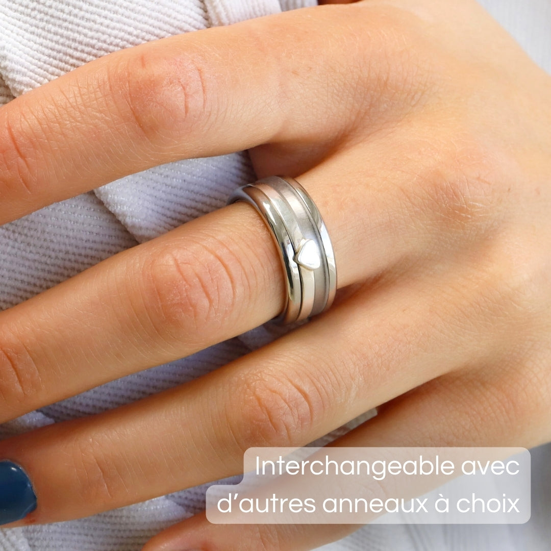 Bague mood coeur center en argent – bijou femme