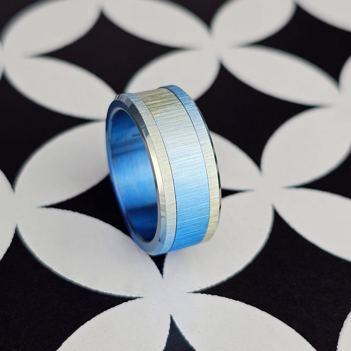 ❄️ EXTRA SMALL Fassung Polarblau aus Titan, geknitterte Ausführung für auswechselbaren mood Ring ❄️