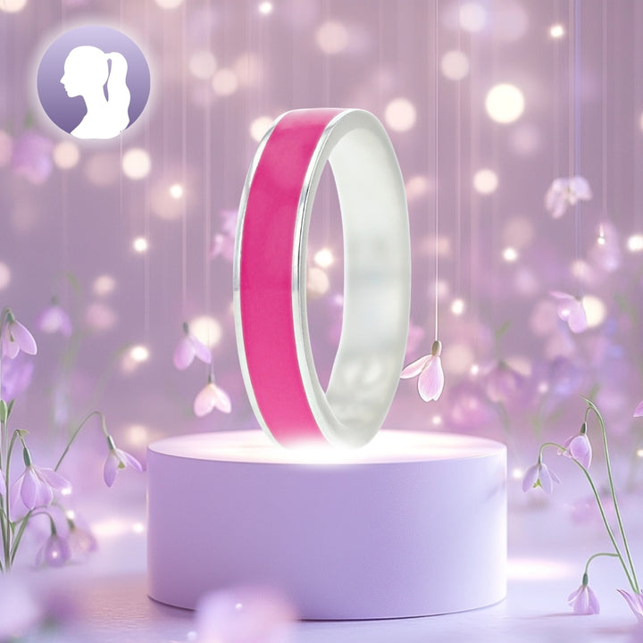 💓Inner ring (2/3 addon) in 925 silver with fuschia pink enamel coating💓