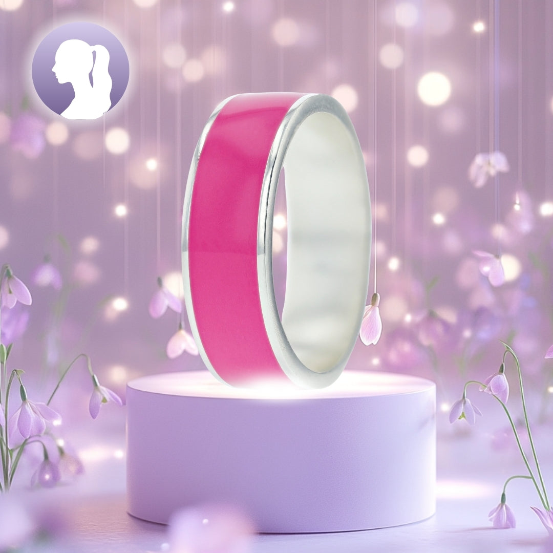 💓Inner ring (addon) in 925 silver with fuschia pink enamel coating💓