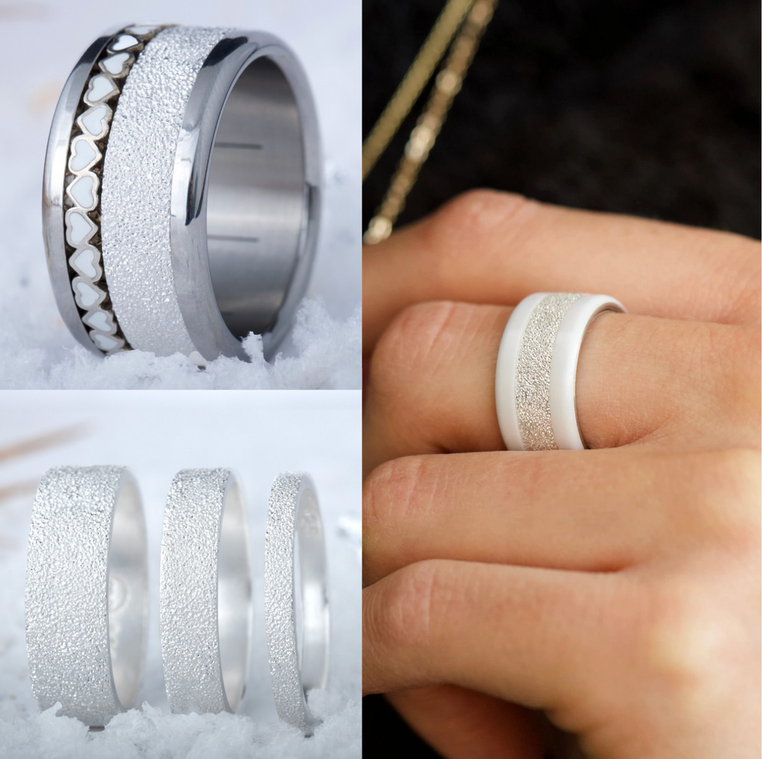 Anneau (addon deux tiers) en argent 925 "Neige éternelle" pour bague mood interchangeable – spécial 20 ans