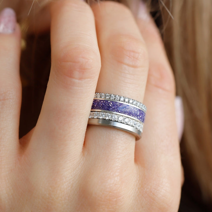 🟣 Set Women's Rights Day: 2 "Aura & Purple Glow" rings in 925 sterling silver (2/3 addon version)