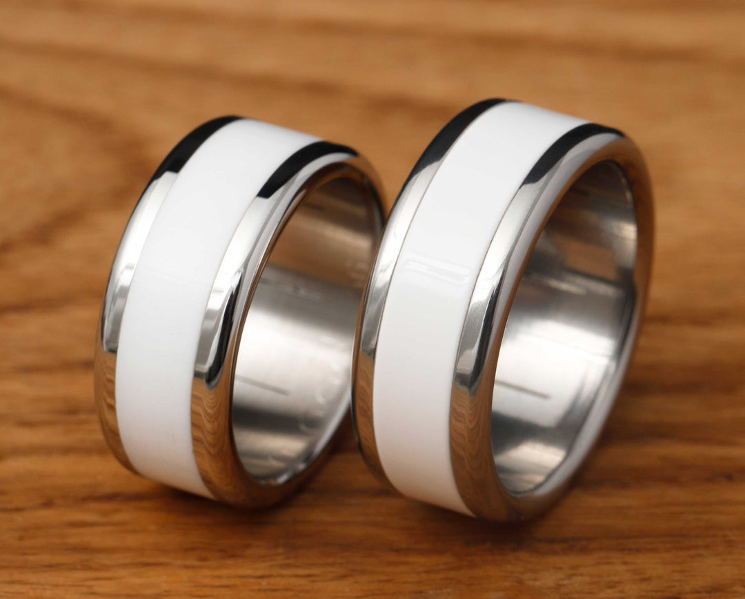 Ring-Set | 2 mood Ringe mit schwarz & weisse auswechselbare Innenringe