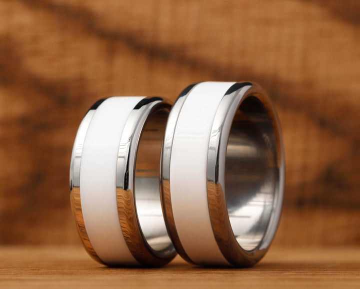 Ring-Set | 2 mood Ringe mit schwarz & weisse auswechselbare Innenringe