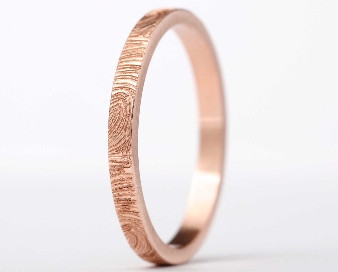 Ring-Set | „Full Digit“ mit persönliche Gravur eines Fingerabdrucks | Pink Gold