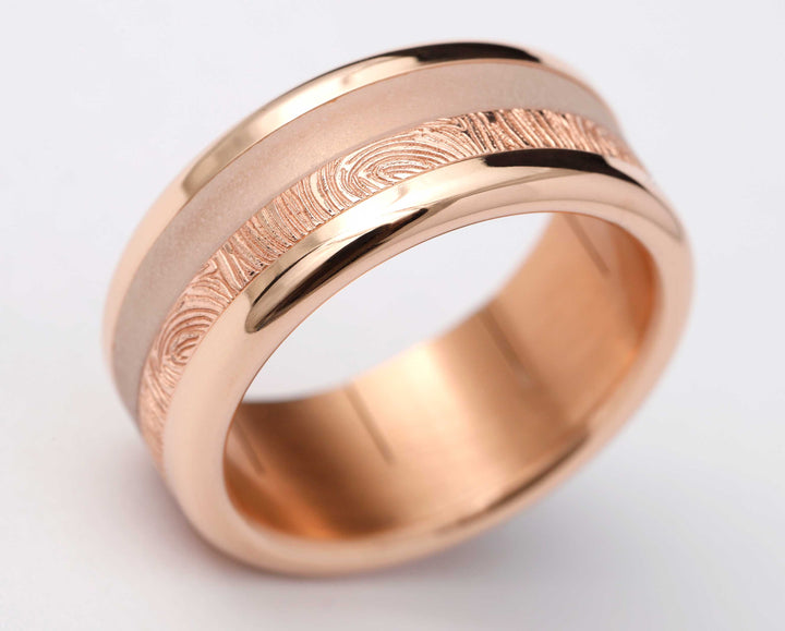 Ring-Set | „Full Digit“ mit persönliche Gravur eines Fingerabdrucks | Pink Gold