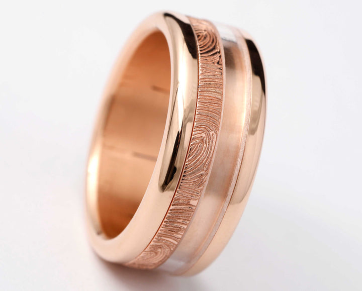 Ring-Set | „Full Digit“ mit persönliche Gravur eines Fingerabdrucks | Pink Gold