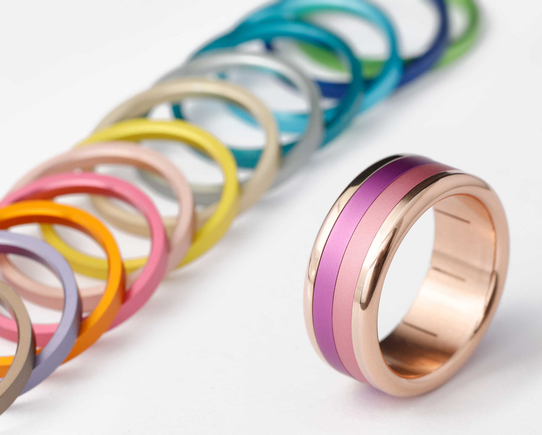 Ring-Set Sommerblumen + 4 Farben - Auswechselbarer mood Ring