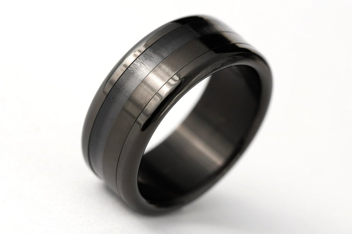 Ring set | Personalized fingerprint engraving | Black XS