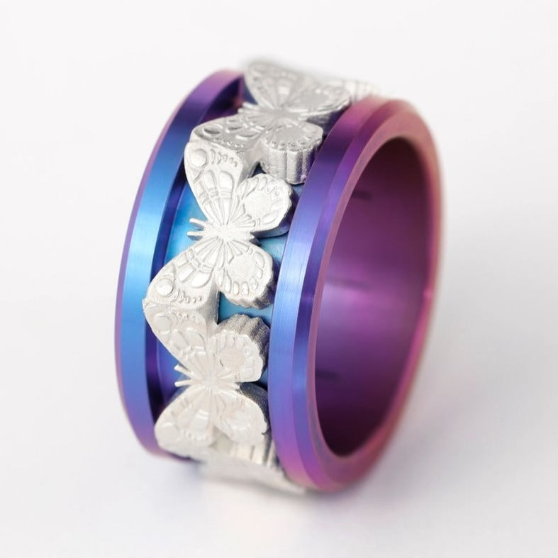 💙💜 Base small en titane finition polie au dégradé INDIGO - (bleu - rose - violet) pour créer ta bague mood