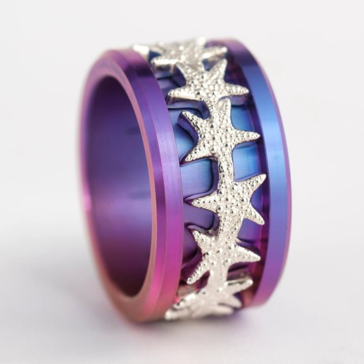 💙💜 Base small en titane finition polie au dégradé INDIGO - (bleu - rose - violet) pour créer ta bague mood