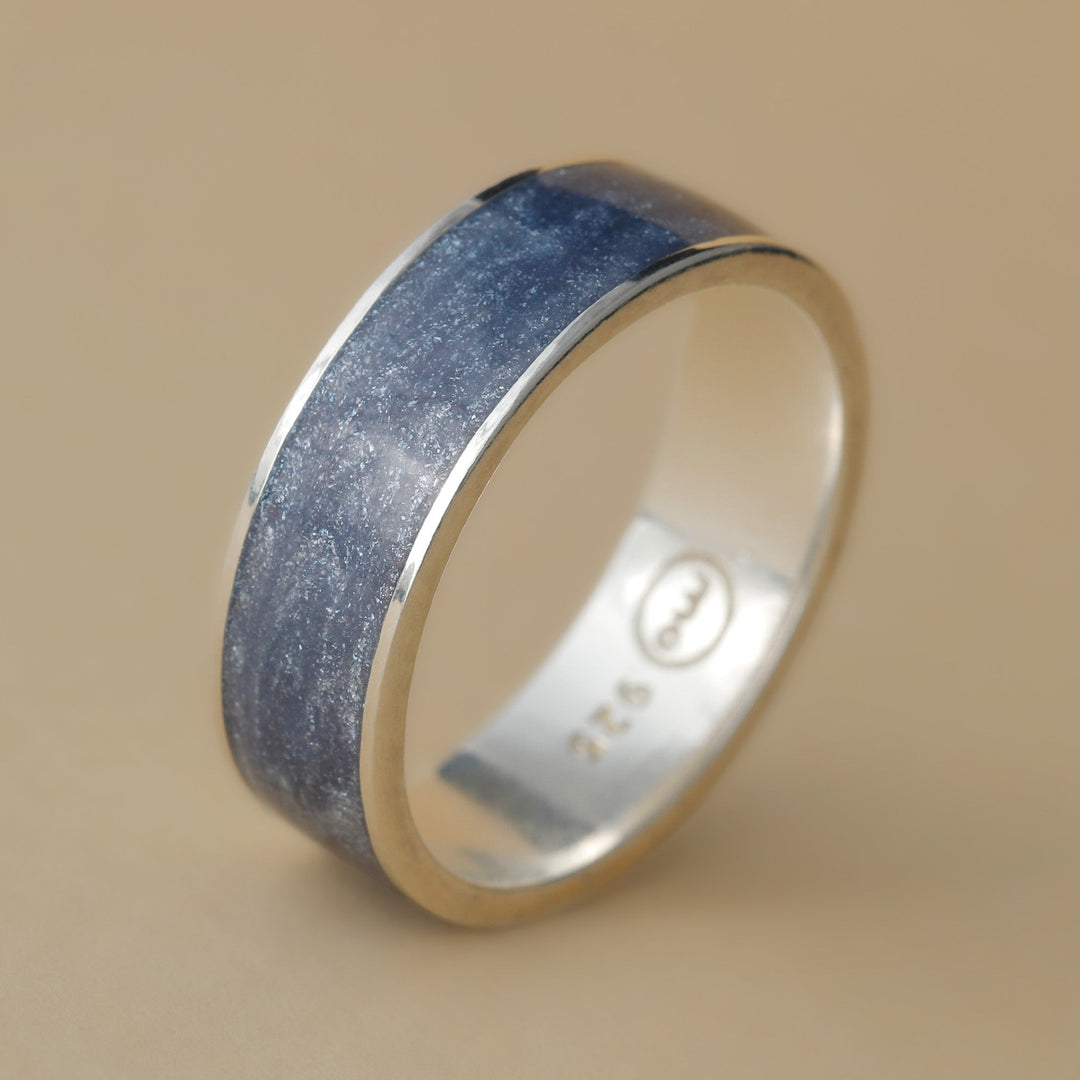 Ring in 925 silver and blue enamel