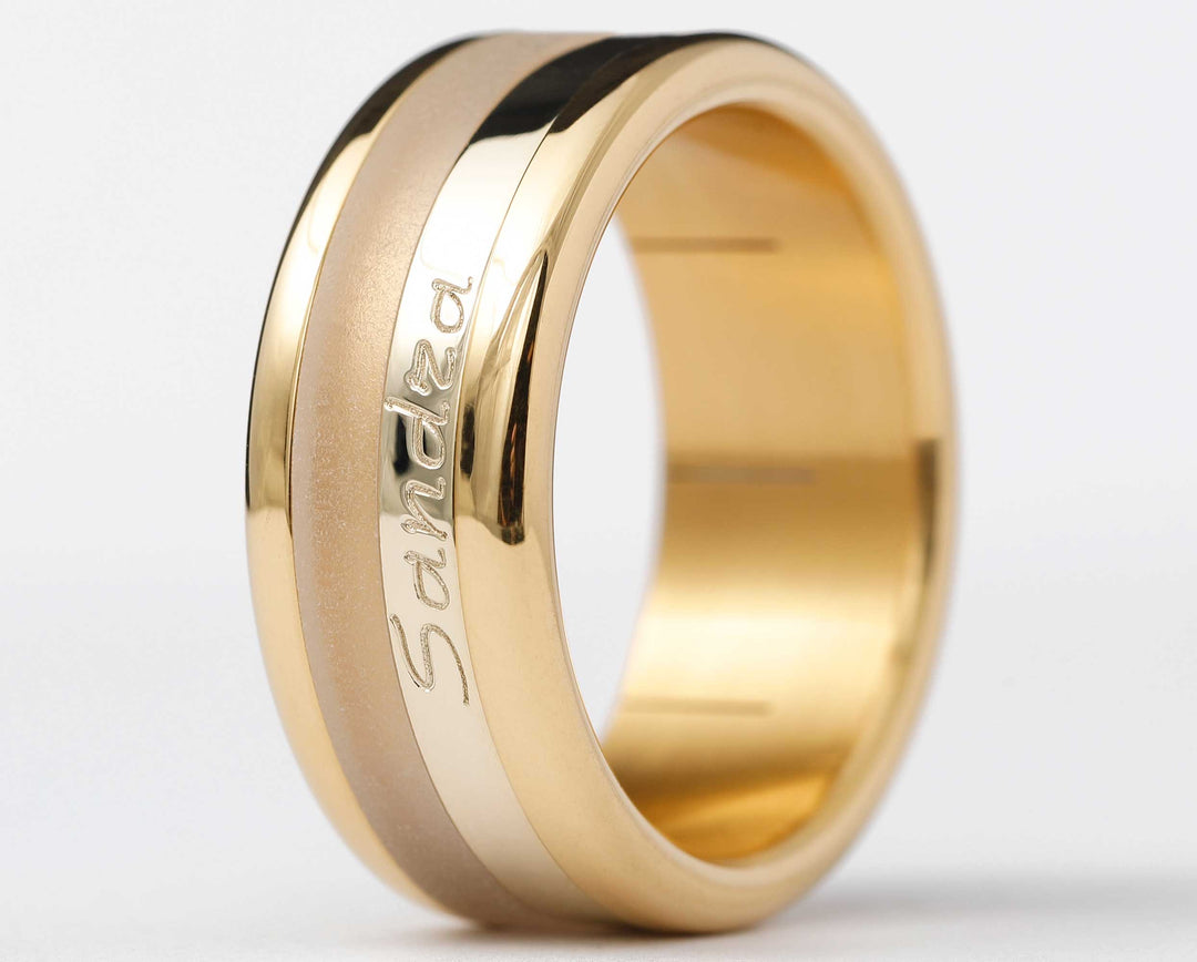 Ring-Set | Personalisierte Gravur eines Namens | Yellow Gold